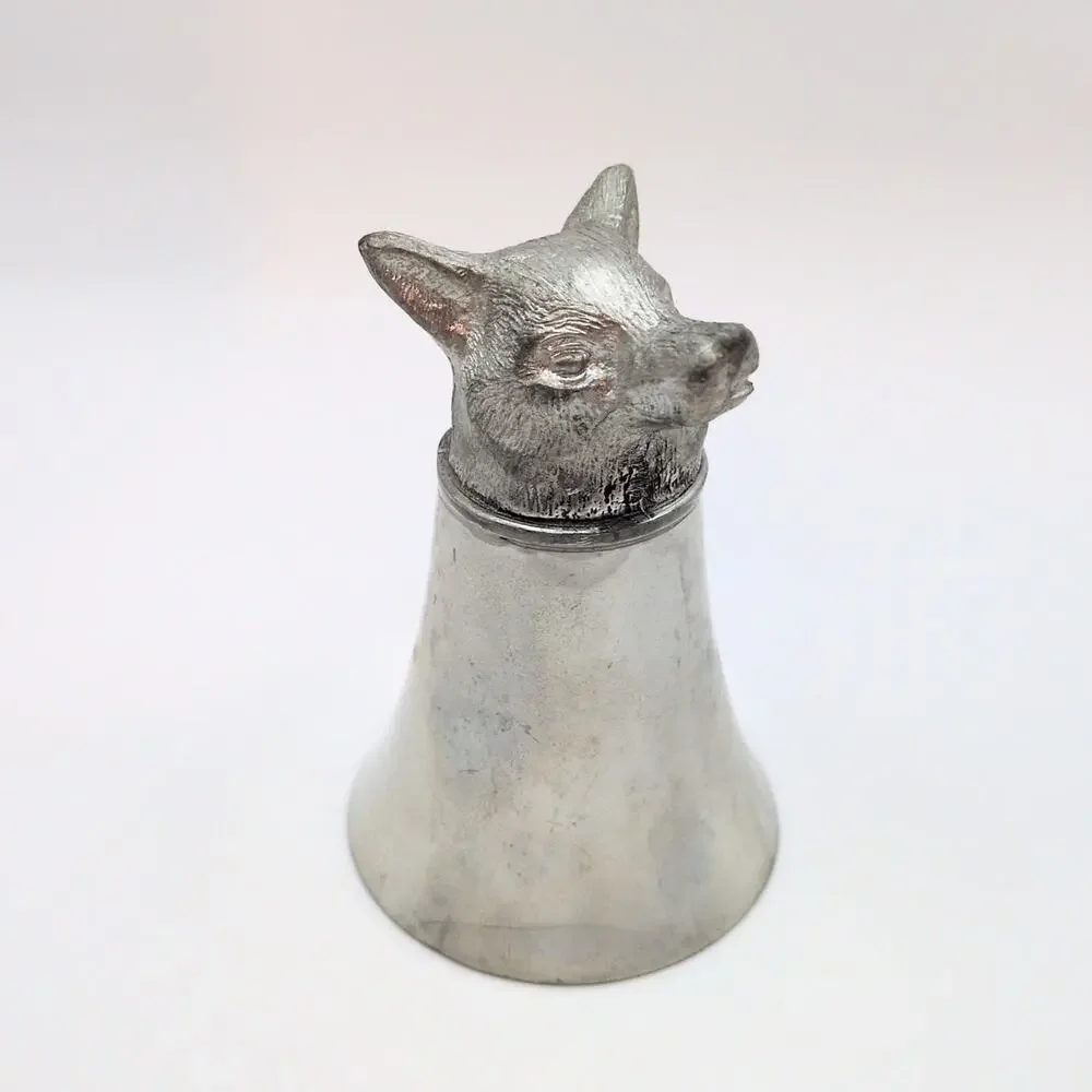 Vintage Pewter Animal Stirrup Cup Fox Comoy's Made in Sheffield England